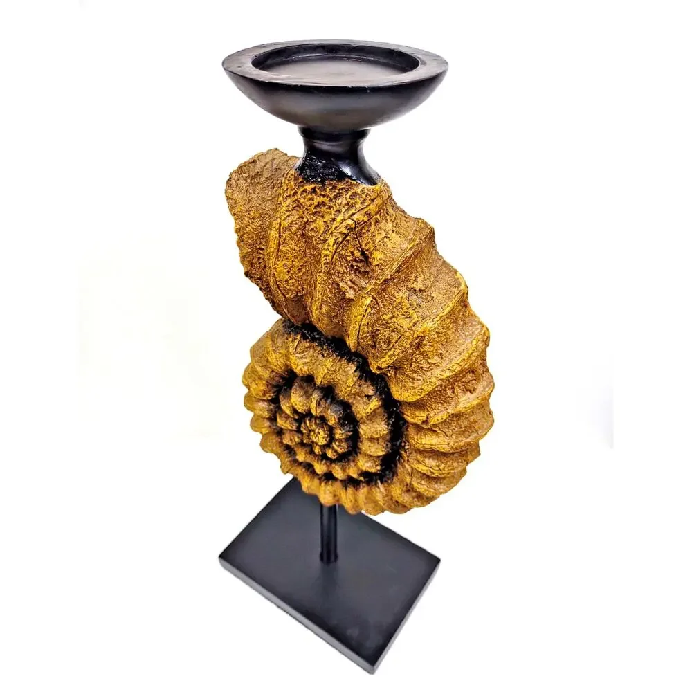 Vintage Nautical Sculpted Conch Shell Pillar Candle Holder 18